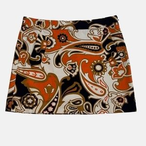 J. Crew Stretch Floral Paisley Orange Cotton Skirt Size 8